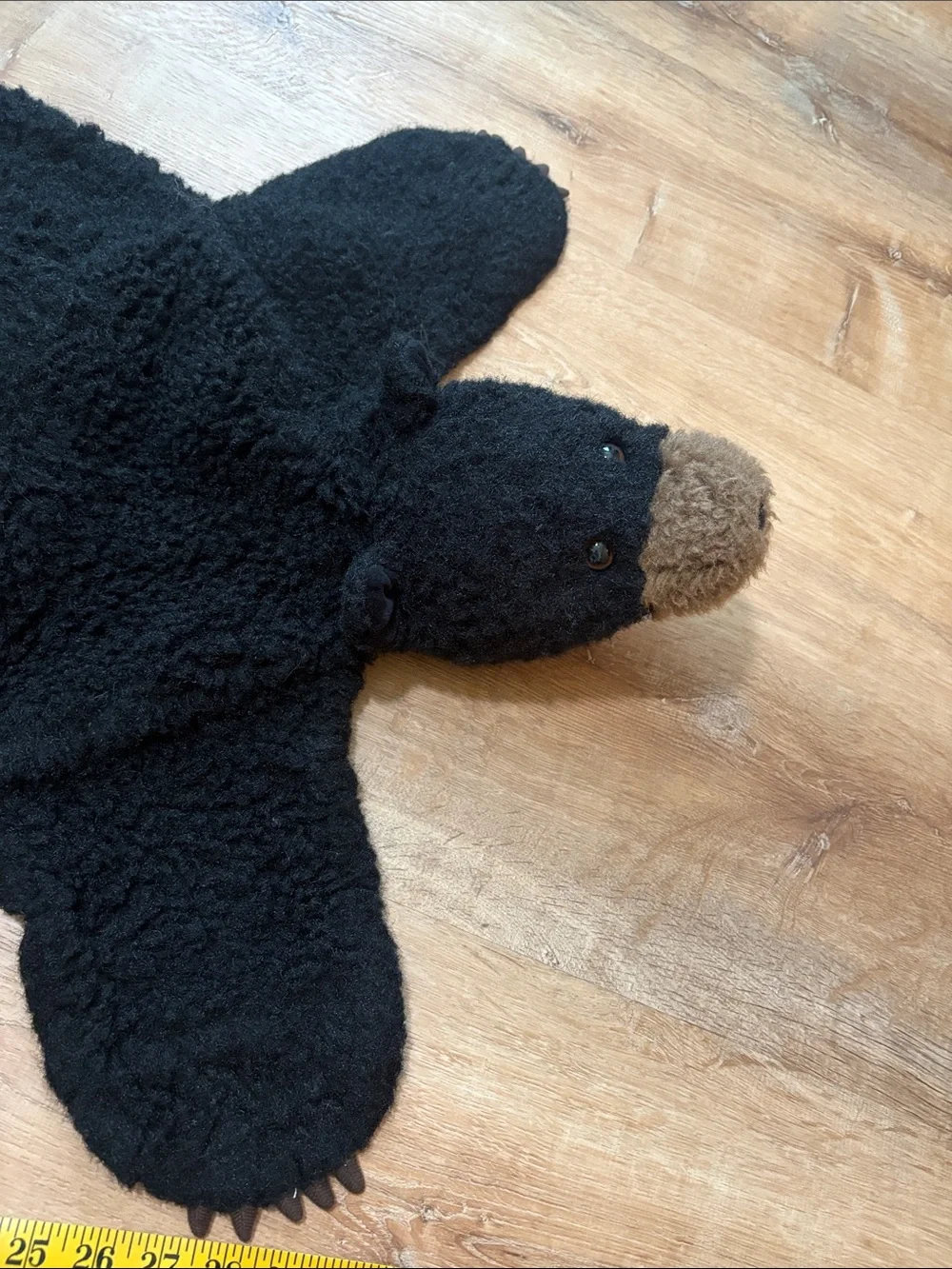 Adorable Black Plush Bear Plush Rug Cabin Decor